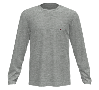Tommy Hilfiger Mens Thick Long Sleeve Relaxed Fit Flag Crew Neck T-Shirt