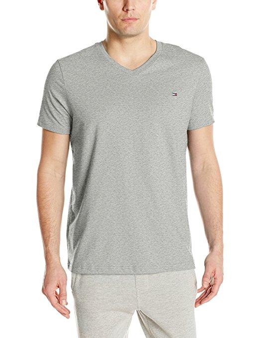 Tommy Hilfiger Men's Core Flag V-Neck Tee - Heather Grey
