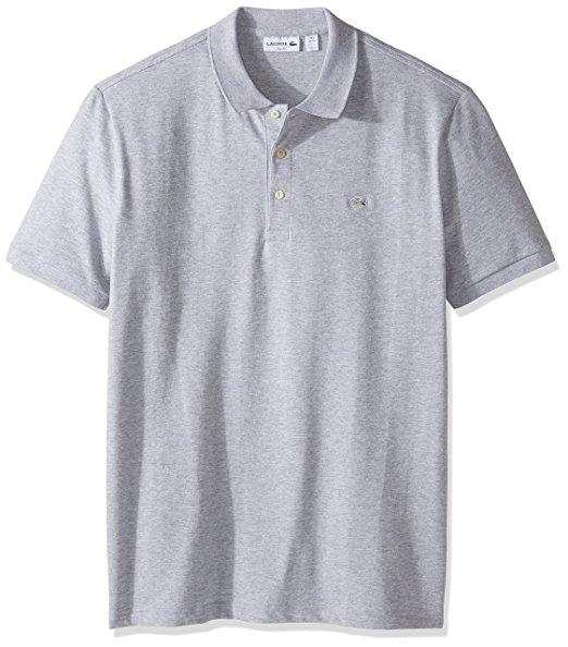 LACOSTE MEN'S SHORT SLEEVE STRETCH GREY CROC PIQUE POLO SHIRT