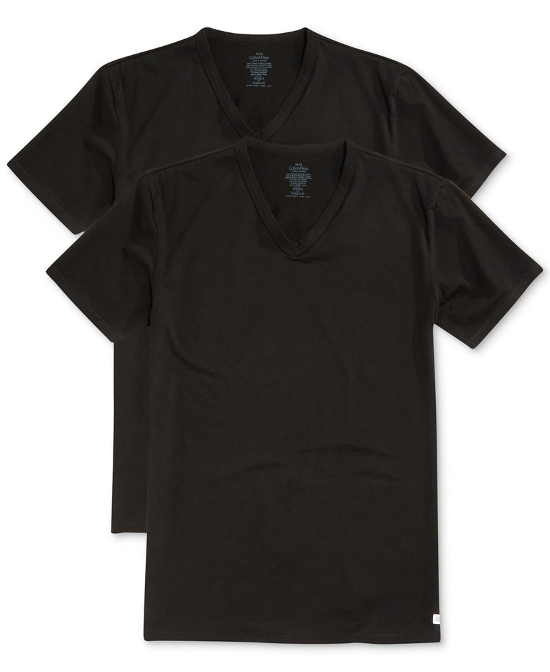 BIG AND TALL COTTON CLASSICS V NECK TEE 2 PACK NU8581 - BLACK