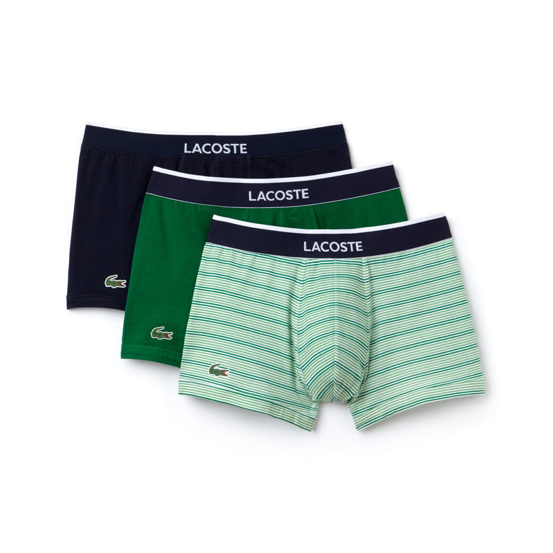 LACOSTE MEN'S 3-PACK STRIPE COTTON STRETCH TRUNK