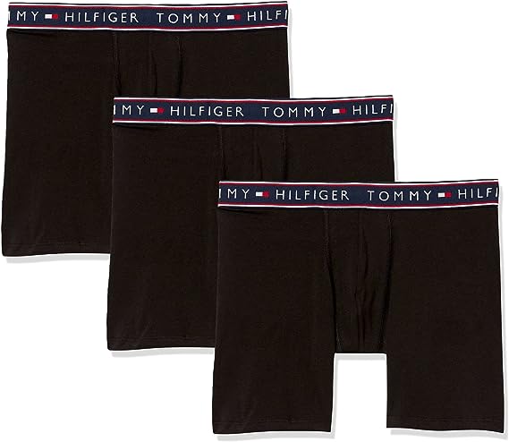 Tommy Hilfiger 2 Pk Cotton Stretch Boxer Briefs L Navy Blue, Gray, Contour  Pouch