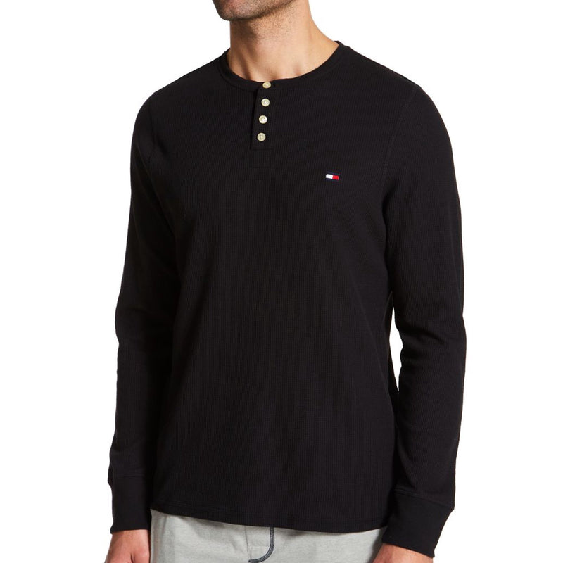 Tommy Hilfiger Thermal Sleep Henley – Top Black