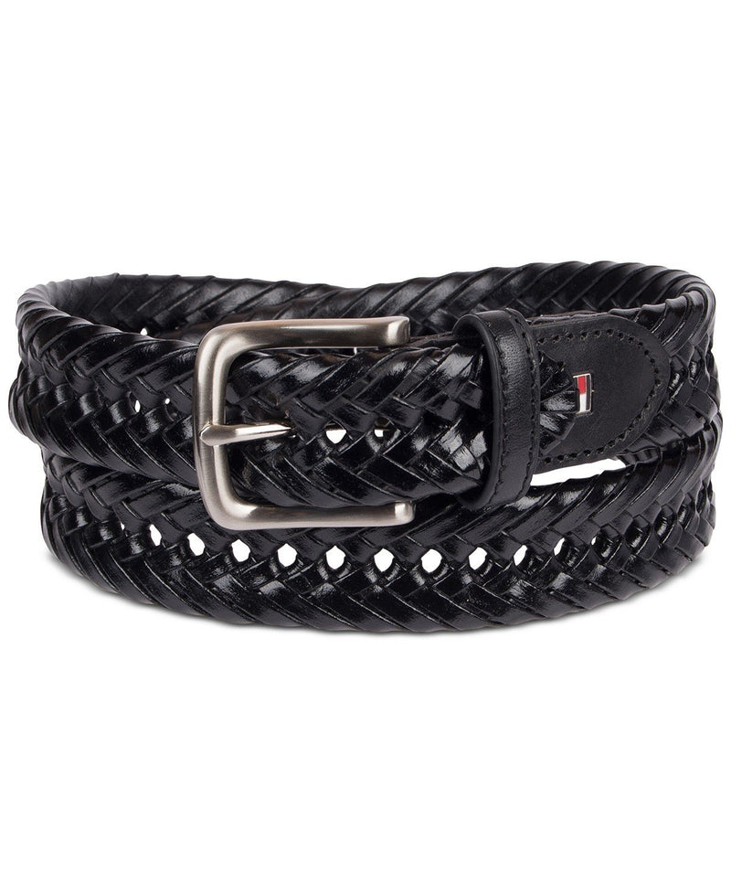 TOMMY HILFIGER BREADED LEATHER BELT