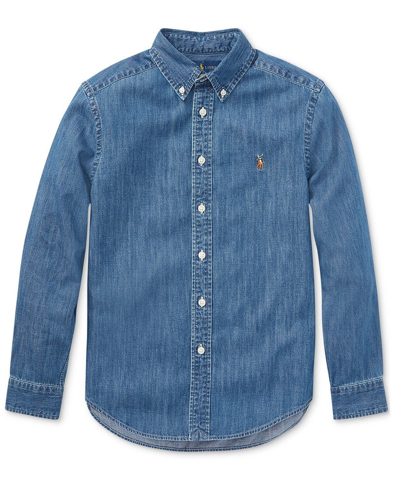 POLO RALPH LAUREN DENIM & CHAMBRAY SPORT SHIRT - DENIM